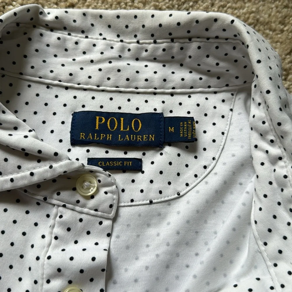 Men’s classic polkadot long sleeve polo - Picture 3 of 3